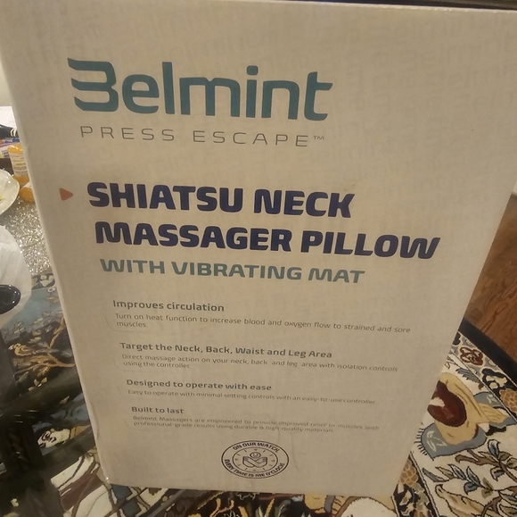 BRAND NEW BELMINT PRESS ESCAPE.SHIATSU NECK MASSAGER PILLOW WITH VIBRATION MAT. - Picture 4 of 5